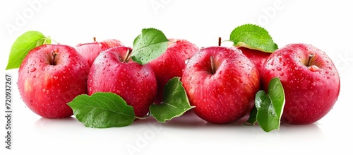 Fresh Ripe Red Apples Isolated on White Background - Burst of Freshness with Juicy, Ripe, and Vibrant Red Apples photo