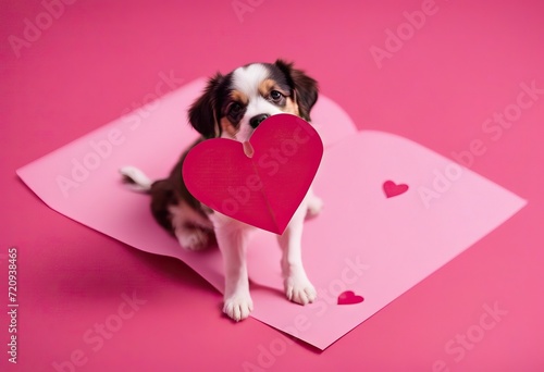  pink form paper background red receives dog heart card Love