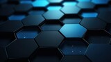 Abstract blue hexagon background. 3d render illustration with depth of field Generative AI