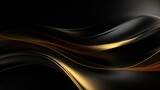 Luxury black and golden wavy background. 3d render illustration Generative AI