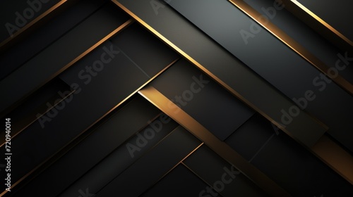 Abstract dark metallic background with golden lines. illustration eps10 Generative AI
