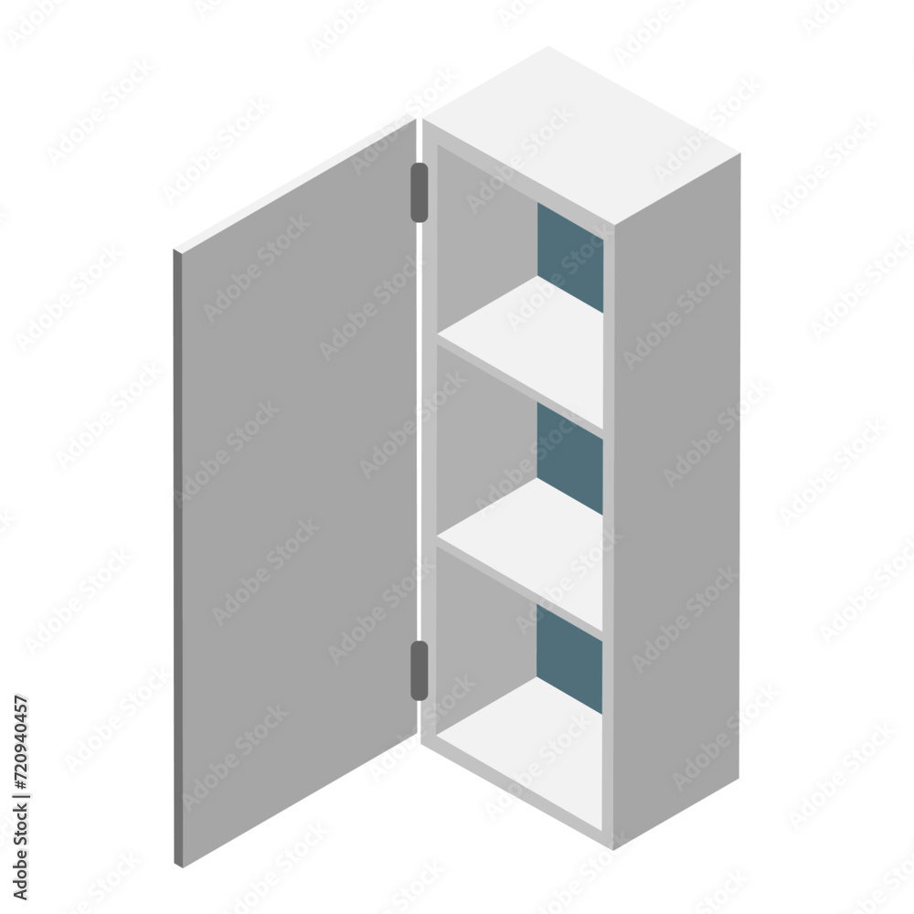 3D Isometric Flat Vector Set of Kitchen Cabinets, Empty Wooden Storages and Shelves. Item 8 3D Isometric Flat Vector Set of Kitchen Cabinets, Empty Wooden Storages and Shelves. Item 8