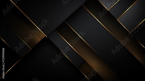 Abstract black background with golden lines. Luxury design. illustration Generative AI