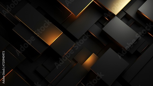Abstract geometric black and golden background. illustration. Eps 10. Generative AI