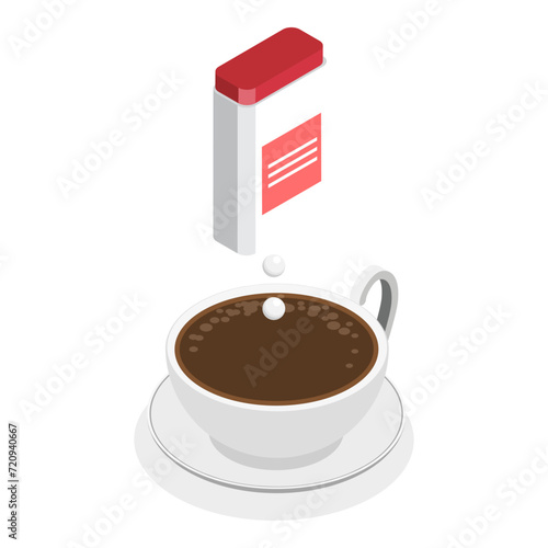 3D Isometric Flat Vector Icon of Sugar Packs Set, Disposable Packaging Bundle. Item 8