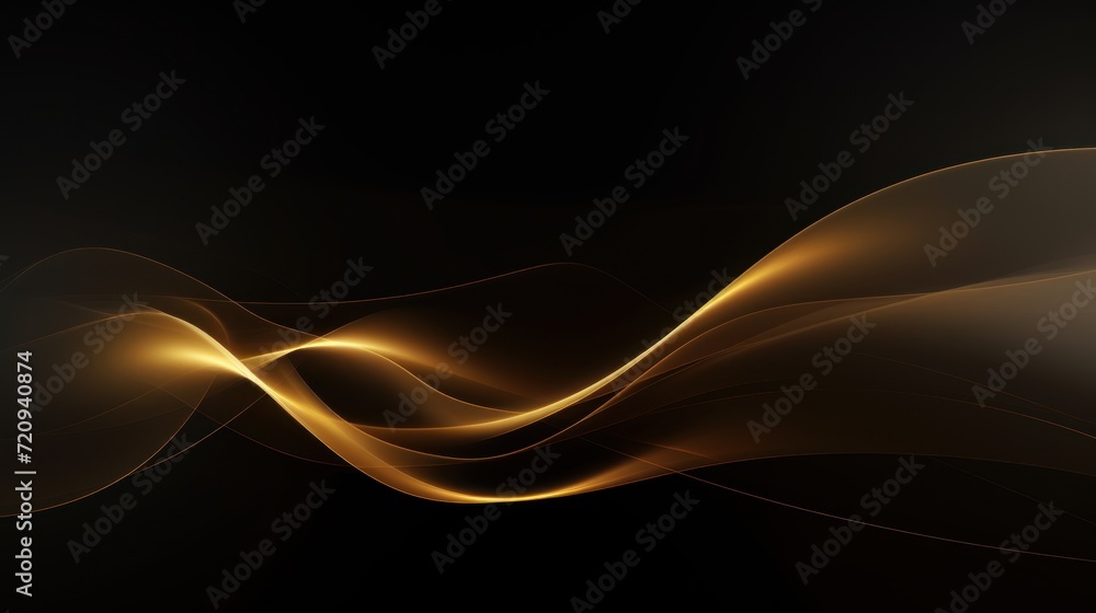 Fototapeta premium Abstract golden waves on dark background. illustration for your design. Generative AI