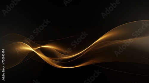 Abstract golden waves on dark background. illustration for your design. Generative AI