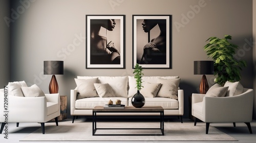 Modern luxurious living room interior style inspired by aesthetic palette  © Faisal
