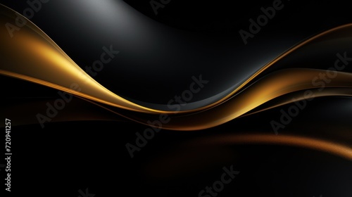 Black and gold abstract wavy background. 3d render illustration. Generative AI