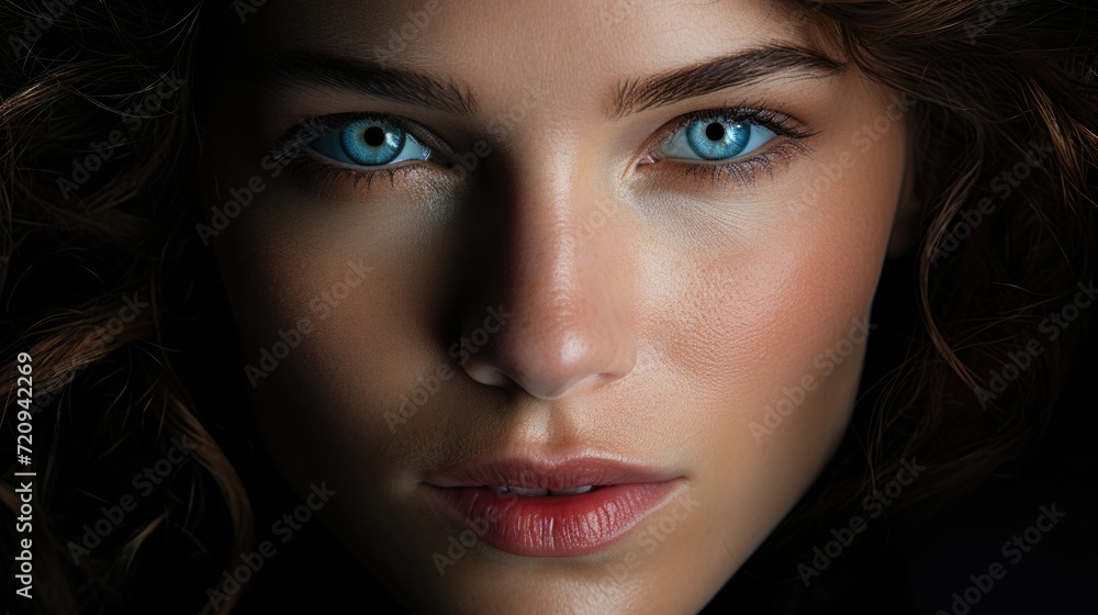 custom made wallpaper toronto digitalIntense Blue-Eyed Woman Closeup portrait