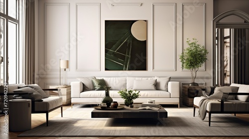 Modern luxury living room interior composition  elegant color palette 