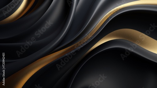 Black silk with golden lines. Luxury background. 3d render illustration Generative AI