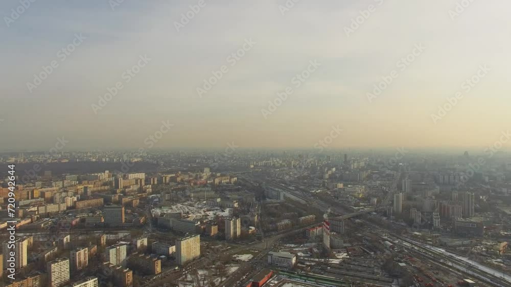 Cityscape with street traffic at spring day. Aerial view Cityscape with street traffic at spring day. Aerial view
