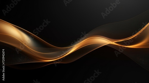 Abstract gold waves on a black background. 3d rendering, 3d illustration. Generative AI