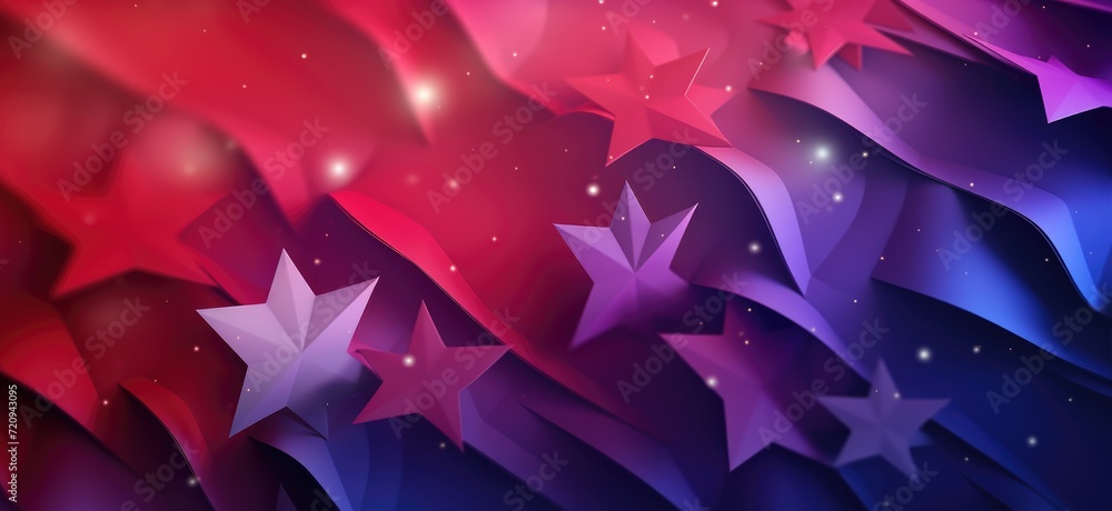 A vibrant background featuring red, white, and blue colors with stars in a patriotic display. - obrazy, fototapety, plakaty 