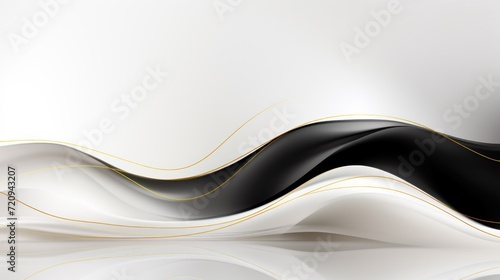 Black and white wavy background with golden lines. illustration. Generative AI