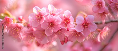 Close-up Photo of Pink Kawazu Cherry Blossoms: A Captivating Close-up Photo Showcasing the Resplendent Pink Kawazu Cherry Blossoms in Full Bloom © AkuAku