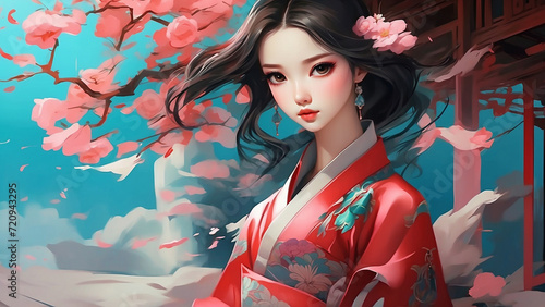 portrait of a woman in kimono