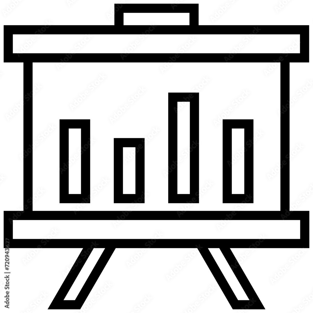 Business presentation icon, lined icon vector, black and white icon symbol. Business presentation icon, lined icon vector, black and white icon symbol.