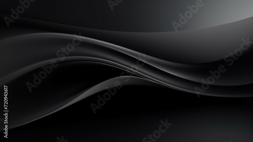 Black abstract background with smooth wavy lines. 3d render illustration Generative AI