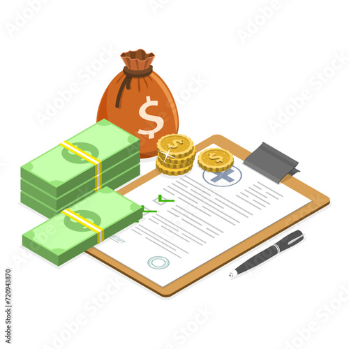 3D Isometric Flat Vector Illustration of Healthcare Bill, High Medical Expenses. Item 1