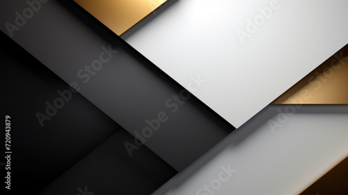 Abstract metallic background with black, gold and white elements. design Generative AI