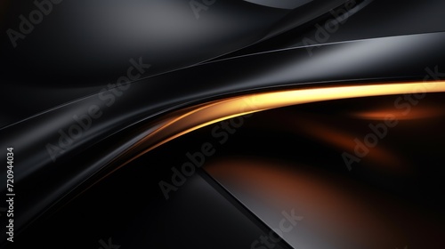Black and gold abstract wavy background. 3d render illustration. Generative AI