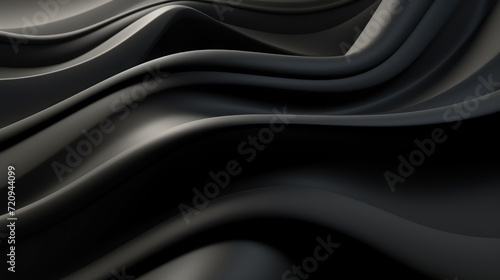 Black silk background with smooth lines. 3d rendering, 3d illustration. Generative AI