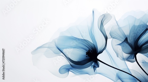 Minimalistic Blue and Black Flower Illustration with Soft Focus AI Generated