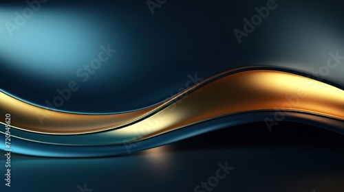 Elegant Blue and Gold Abstract Shapes as a Luxurious Background Generative AI