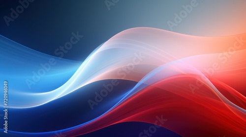 abstract background with blue and red wavy lines on dark background Generative AI