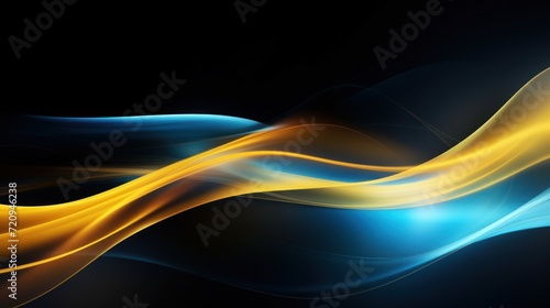 Abstract background with blue and yellow wavy lines. illustration. Generative AI