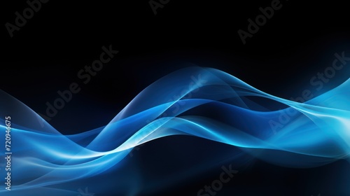 Abstract blue wave on black background. illustration for your design. Generative AI