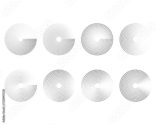 Dotted circles lines, converging circular rings of dashed line circles. photo