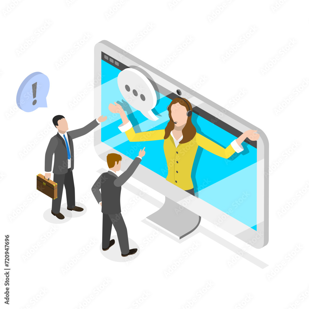 3D Isometric Flat Vector Illustration of Helpdesk Platform, Online Customer Support. Item 3 3D Isometric Flat Vector Illustration of Helpdesk Platform, Online Customer Support. Item 3