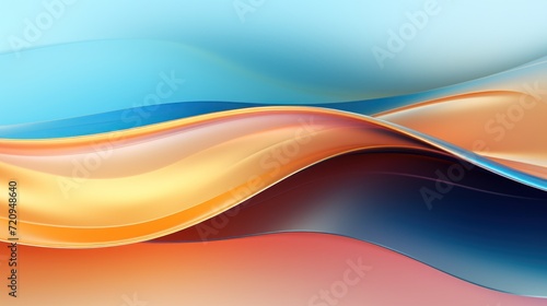 abstract background with smooth wavy lines in blue and orange colors Generative AI