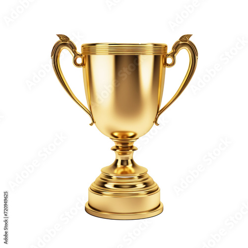 Golden trophy, award, sport winning, isolated on transparency background PNG