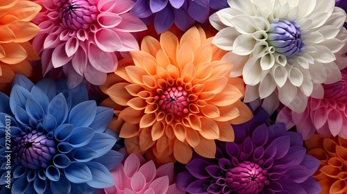 Seamless pattern with dahlia flowers. illustration. Generative AI © Alex
