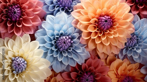 Seamless pattern with dahlia flowers. illustration. Generative AI © Alex