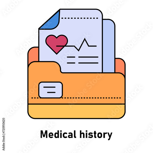 Hospital patient history sign.  Editable stroke Patient history icon. Vector