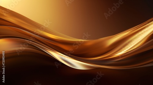 Golden abstract wavy background. 3d rendering, 3d illustration. Generative AI