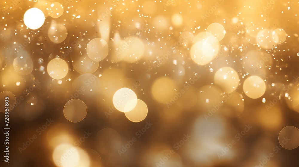 Abstract golden bokeh background. Christmas and New Year concept. Generative AI