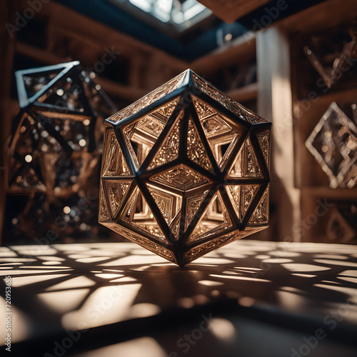 A sacred geometry metatrons cube object. photo