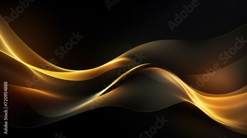 Abstract gold waves on a black background. illustration for your design Generative AI