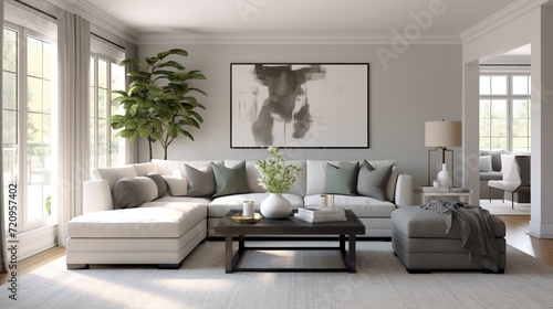 Modern luxurious living room interior composition with elegant color palette  © john258