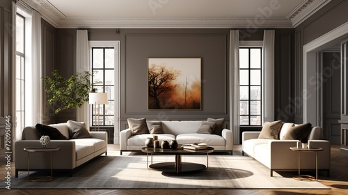 Modern luxurious living room interior composition with elegant color palette  © Faisal