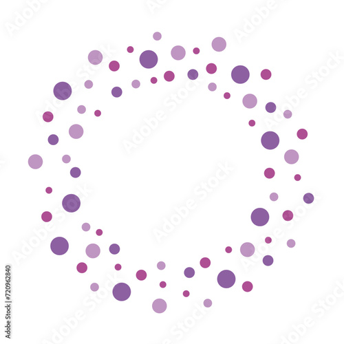 水玉　フレーム 　紫　円　丸