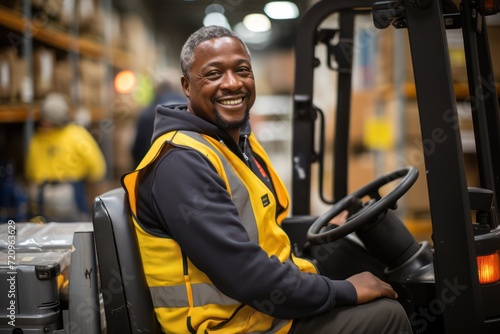 IKEA Warehouse Worker Operating Forklift AI Generated
