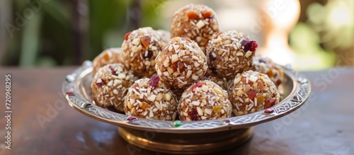 Meva Ladoo, a sweet ball with dried fruits from India. photo