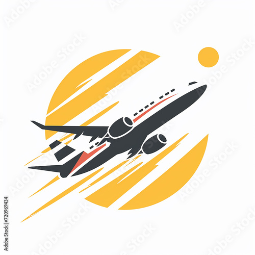 Airplane logo in color on white background. photo